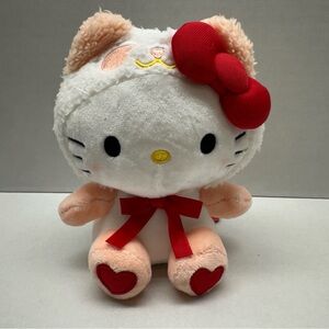 New! Sanrio Hello Kitty Pink Panda Bear Suit Costume W/ Hearts 12" Plush
